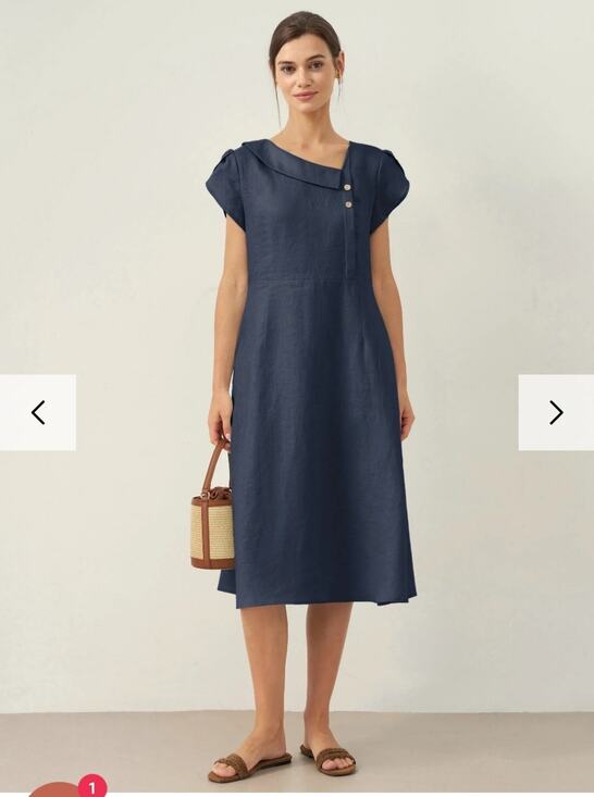 Lintico Dresses & Skirts - Lintico 100% Linen Crescent Collar Flutter Sleeve Mini Dress FIONA size S